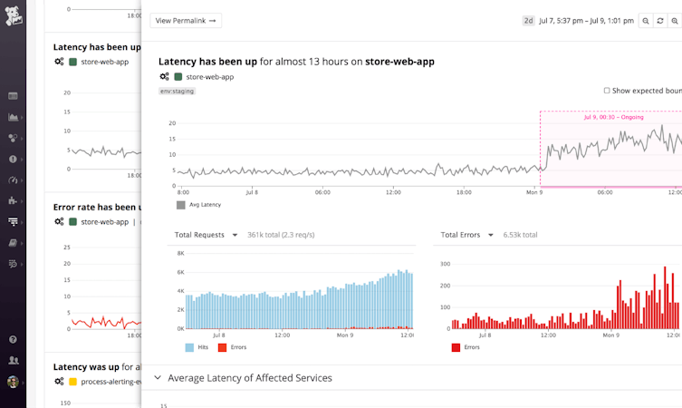 Monitor your applications with machine-learning powered alerts.