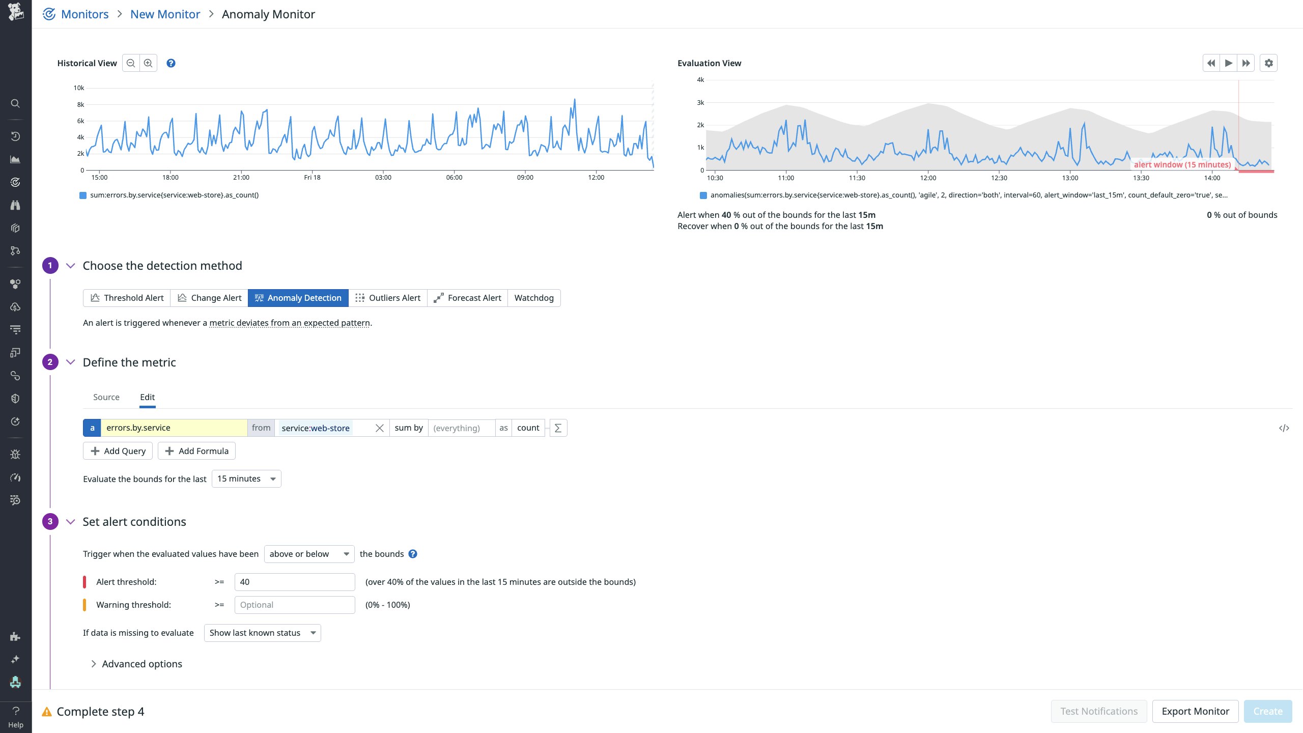 Creating an anomaly monitor. Creating an anomaly monitor.