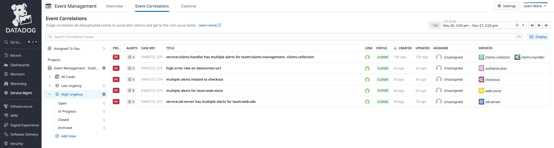 Organize event correlations for faster triage and prioritization. Organize event correlations for faster triage and prioritization.