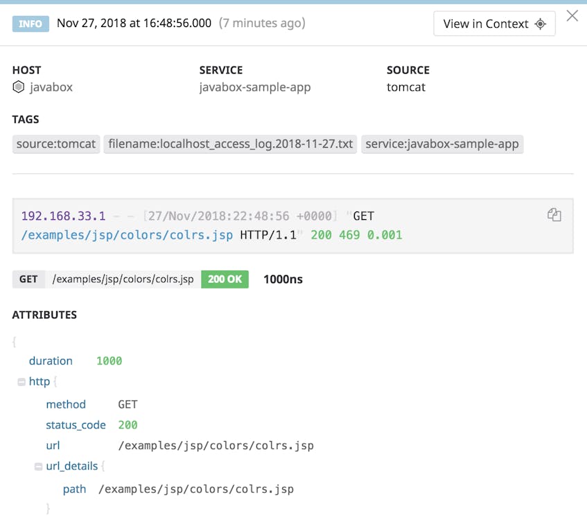 Tomcat log with new duration attribute