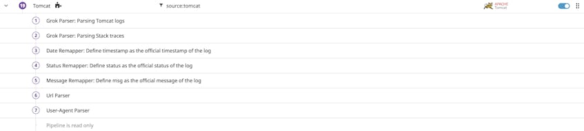 Tomcat logs integration pipeline