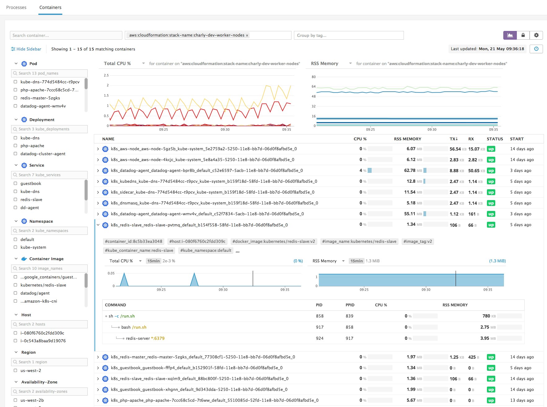 Live Container view for an Amazon EKS cluster Live Container view for an Amazon EKS cluster