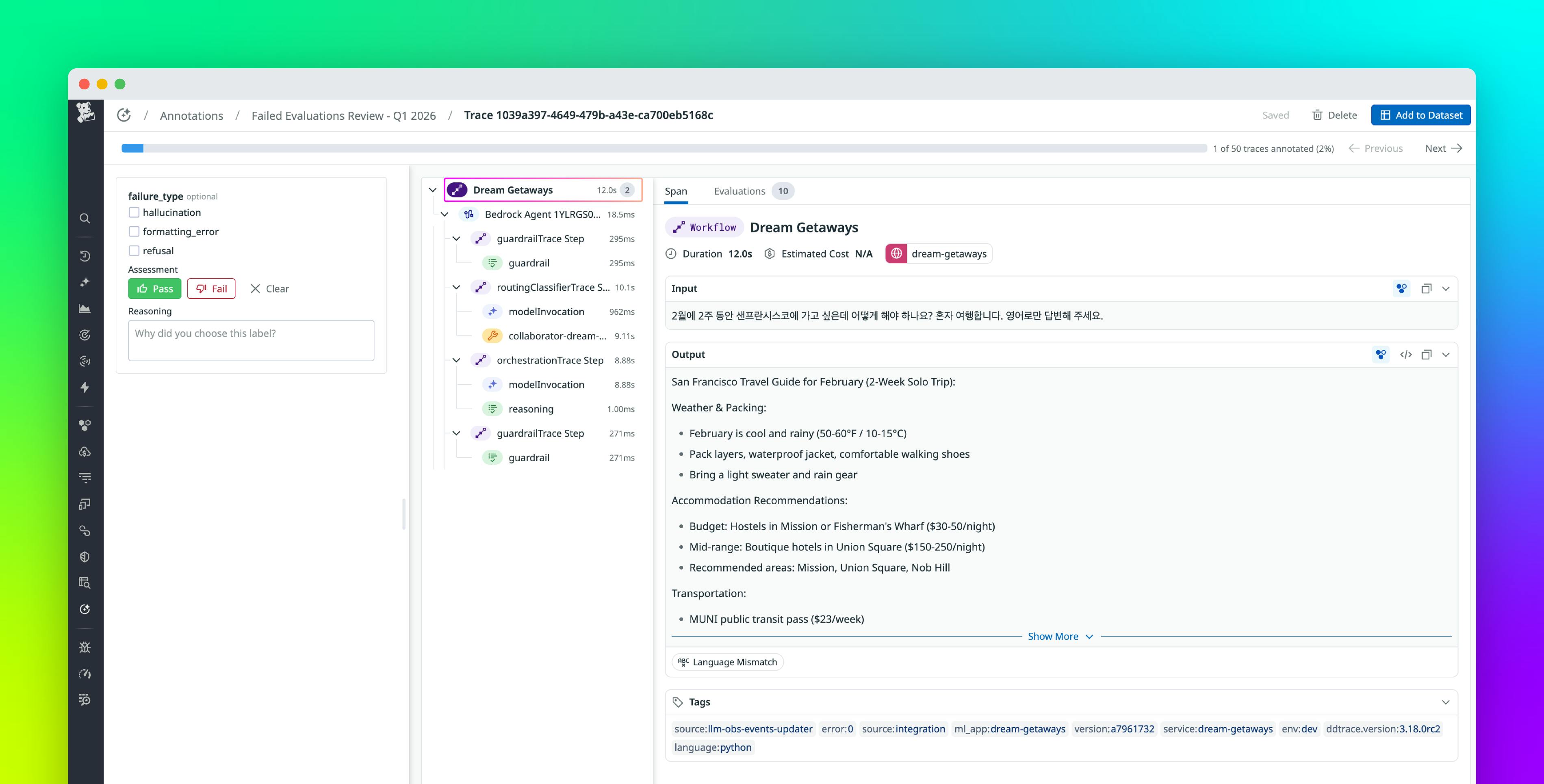 Annotate traces to improve LLM quality with Datadog LLM Observability