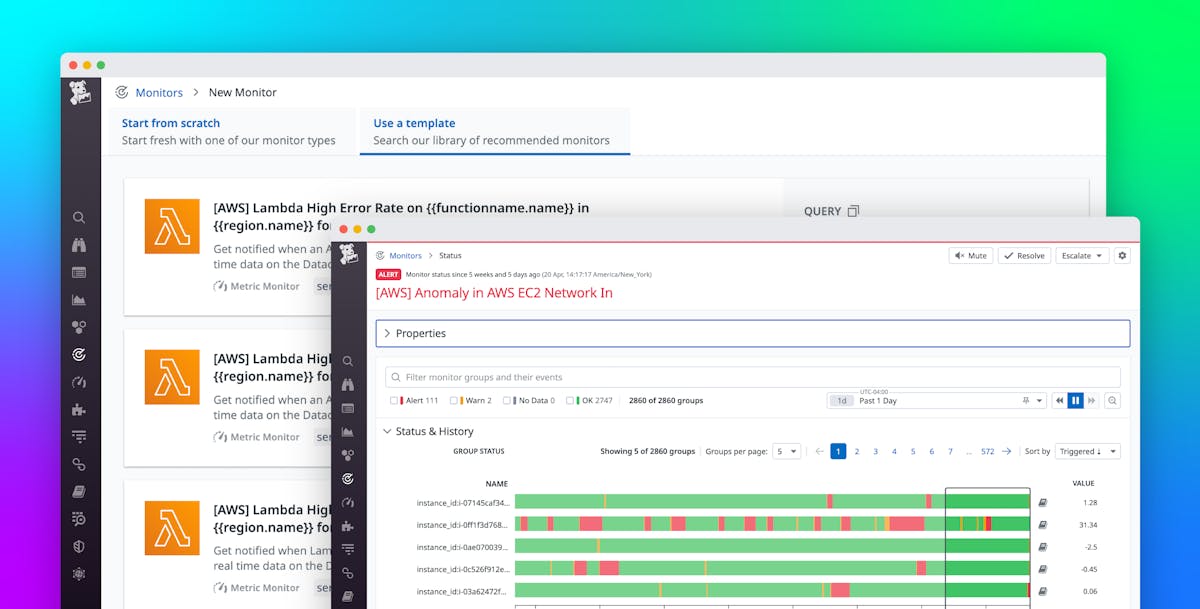 Enable preconfigured alerts with Recommended Monitors for AWS