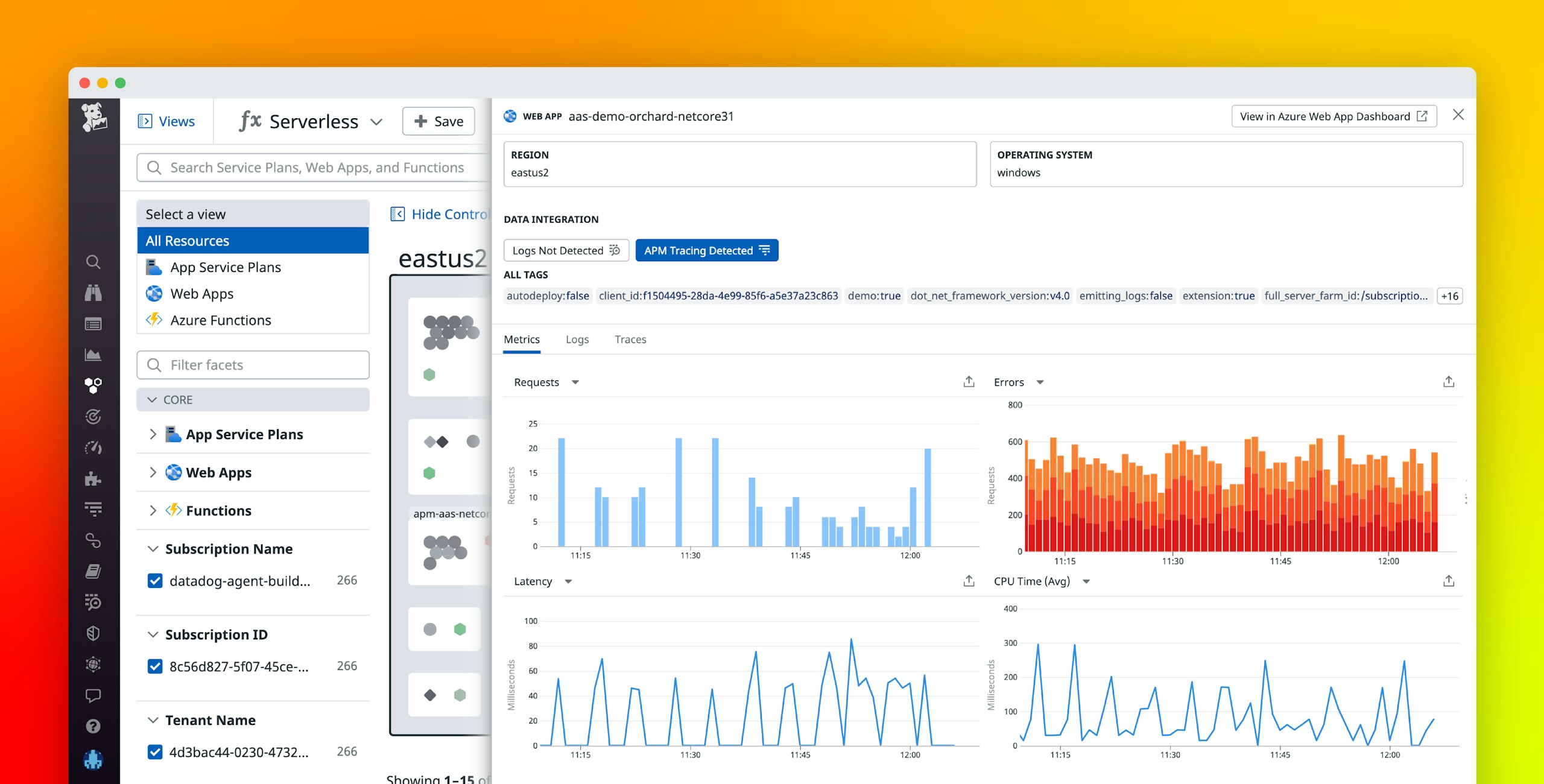 Explore Azure App Service With the Datadog Serverless View | Datadog