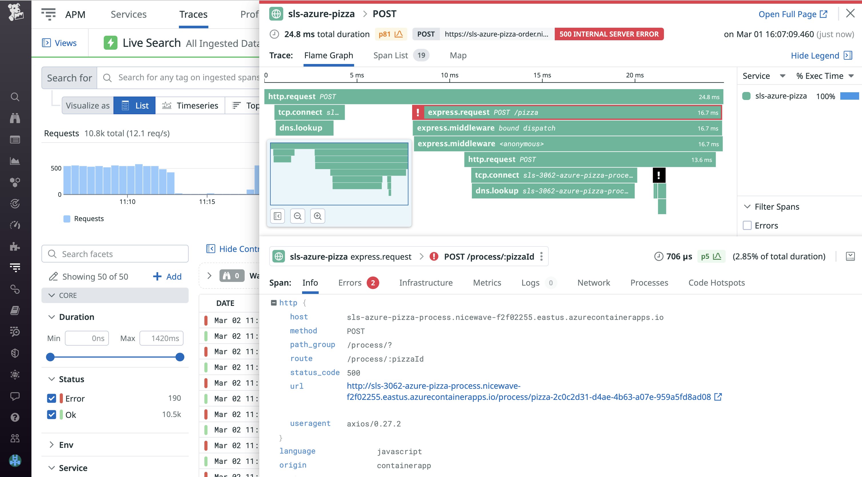View your Container Apps traces in Datadog APM. View your Container Apps traces in Datadog APM.