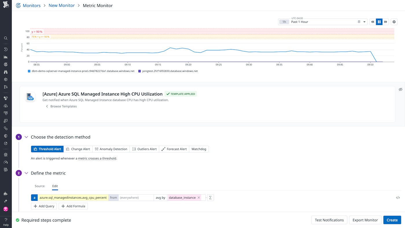 The out-of-the-box monitor tracks high CPU utilization in SQL Managed Instances. The out-of-the-box monitor tracks high CPU utilization in SQL Managed Instances.