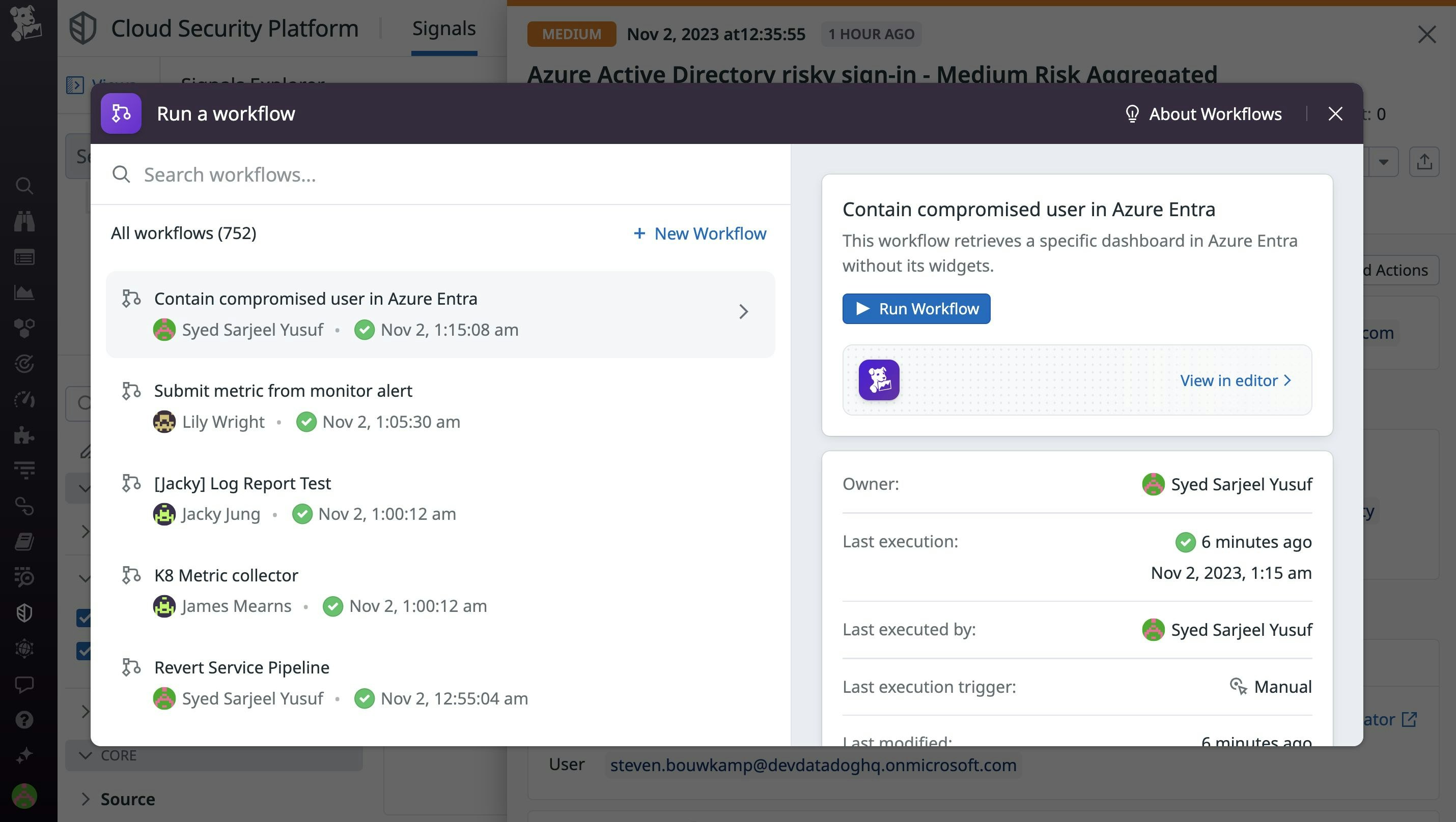 Selecting and running a workflow manually. Selecting and running a workflow manually.