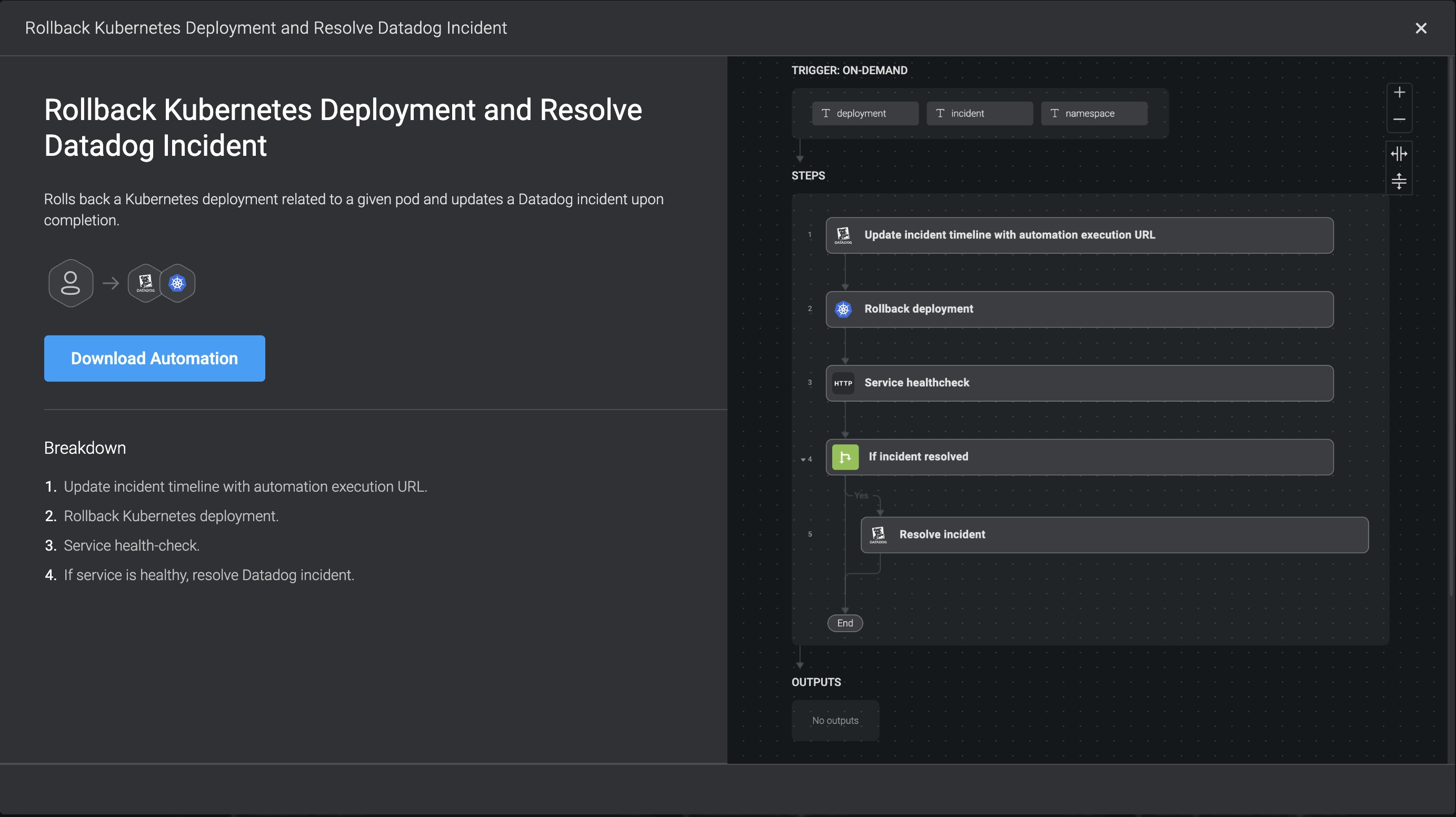 Set up Blink automation to rollback a deployment when a Datadog alert triggers Set up Blink automation to rollback a deployment when a Datadog alert triggers