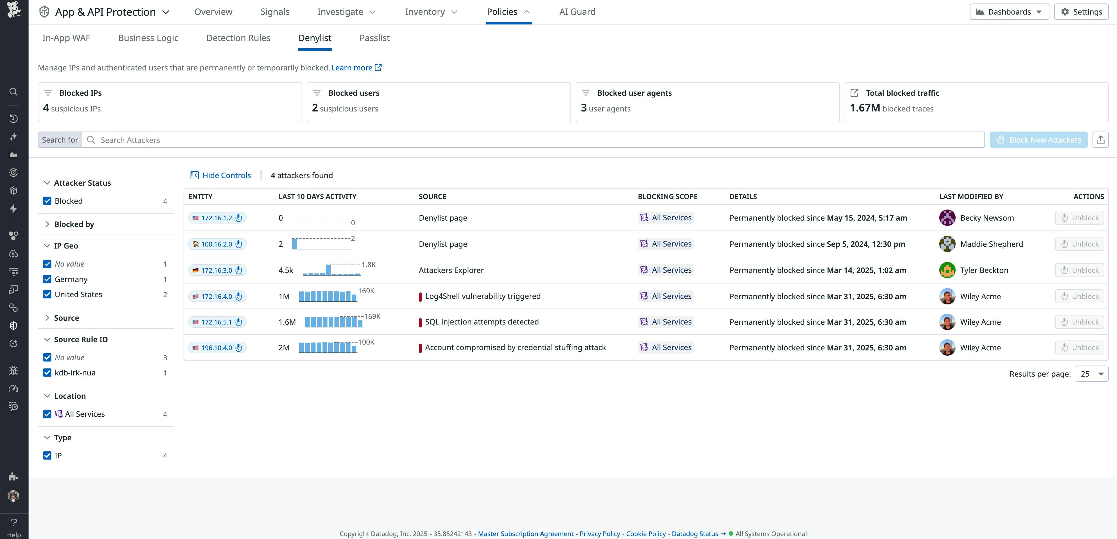 Manage all yiour blocked IPs from the Denylist
