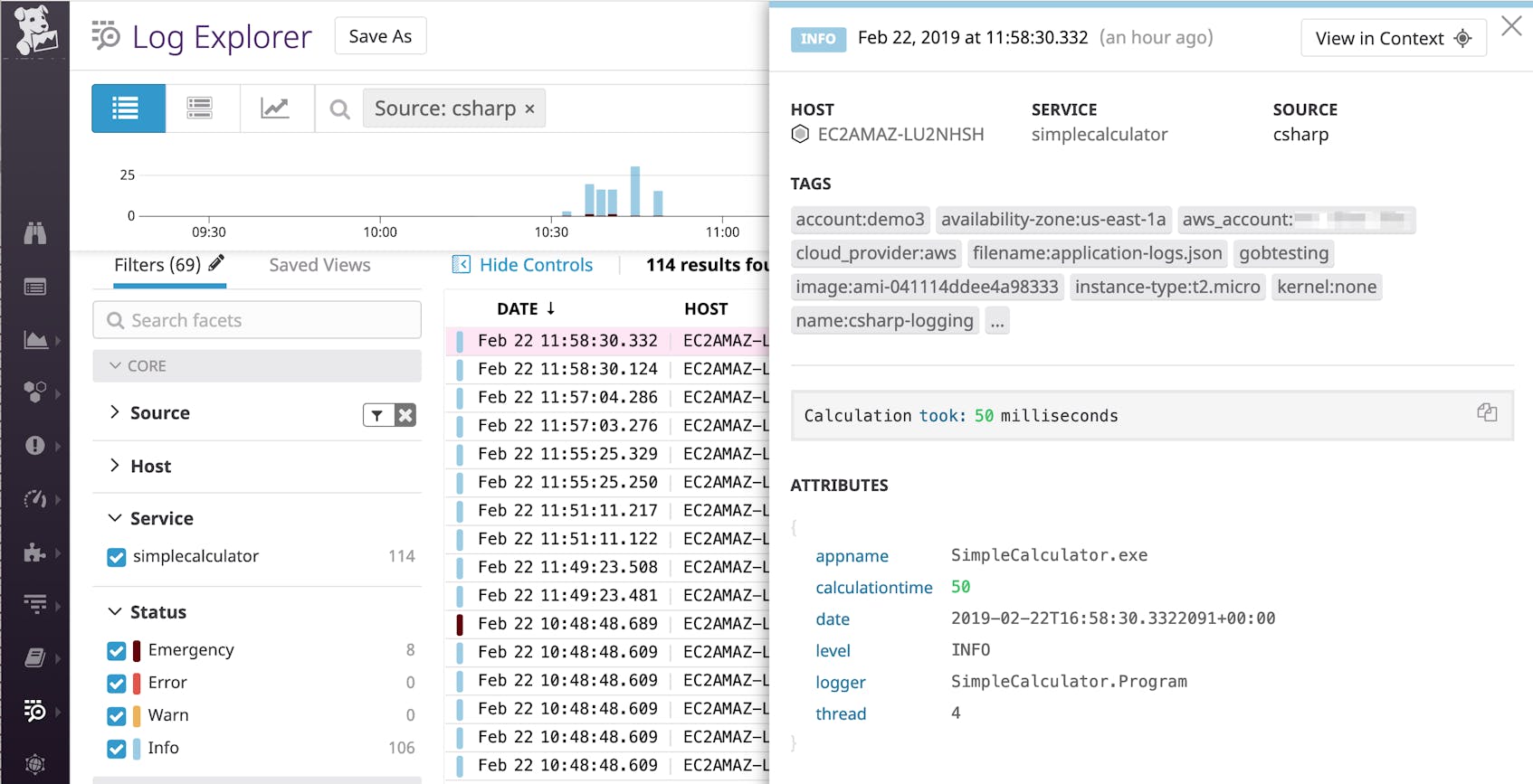 Capturing custom JSON attributes in your C# log with log4net and then sending to datadog for monitoring.