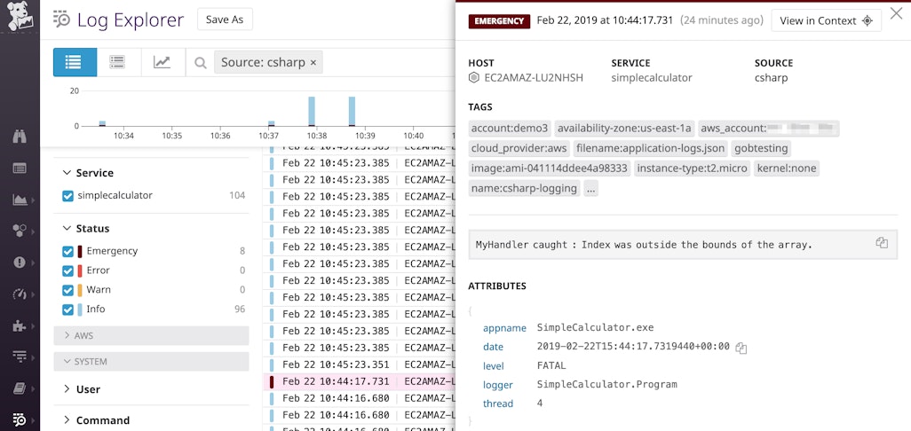 How to collect, customize, and analyze C# logs | Datadog