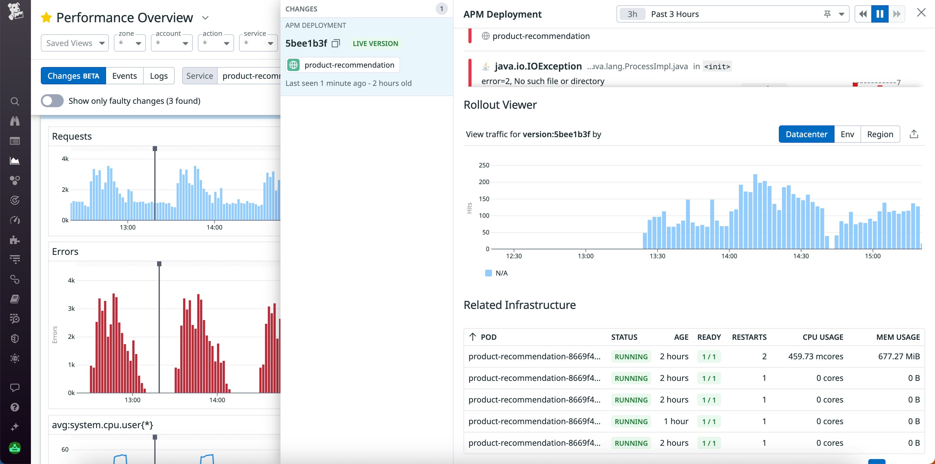 For services deployed on Kubernetes, you can identify such as excessive pod restarts on the change analysis page. For services deployed on Kubernetes, you can identify such as excessive pod restarts on the change analysis page.
