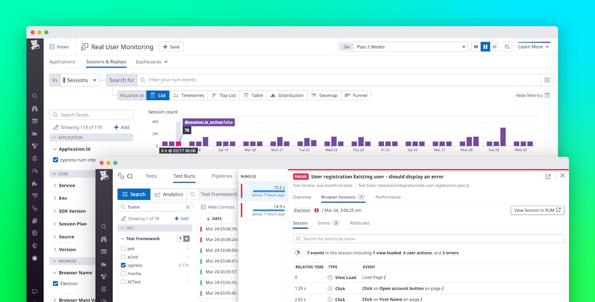 Troubleshoot end-to-end tests with CI Visibility and RUM