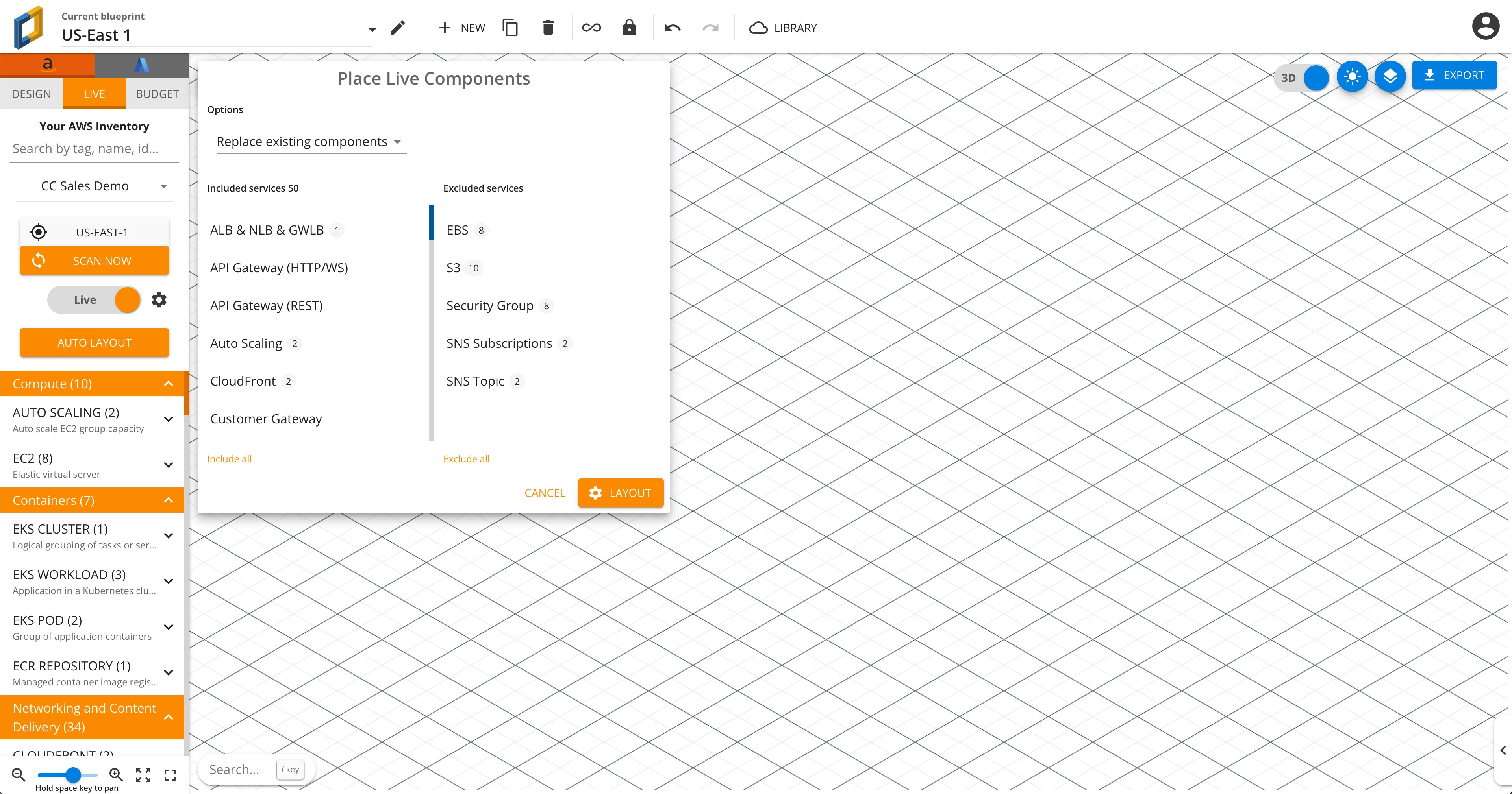Auto-populate a cloud infrastructure diagram with Cloudcraft's automatic scanning of your AWS and Azure resources. Auto-populate a cloud infrastructure diagram with Cloudcraft's automatic scanning of your AWS and Azure resources.
