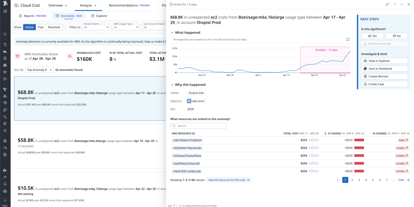 An anomaly that shows unexpected costs for Amazon EC2 instances. An anomaly that shows unexpected costs for Amazon EC2 instances.