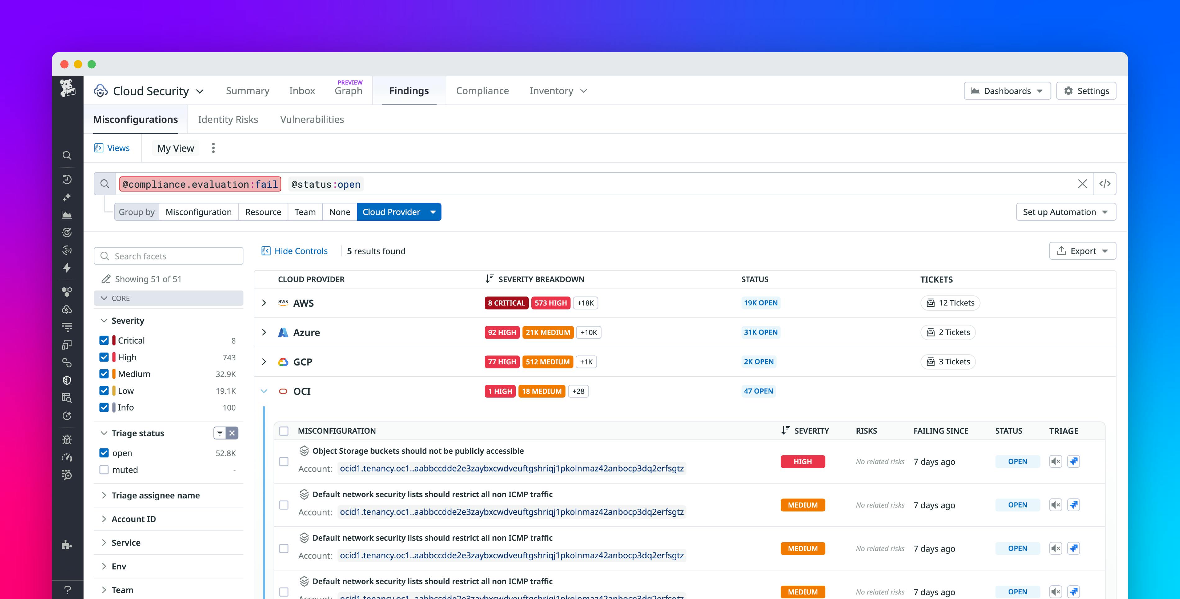 Protect your OCI resources with Datadog Cloud Security