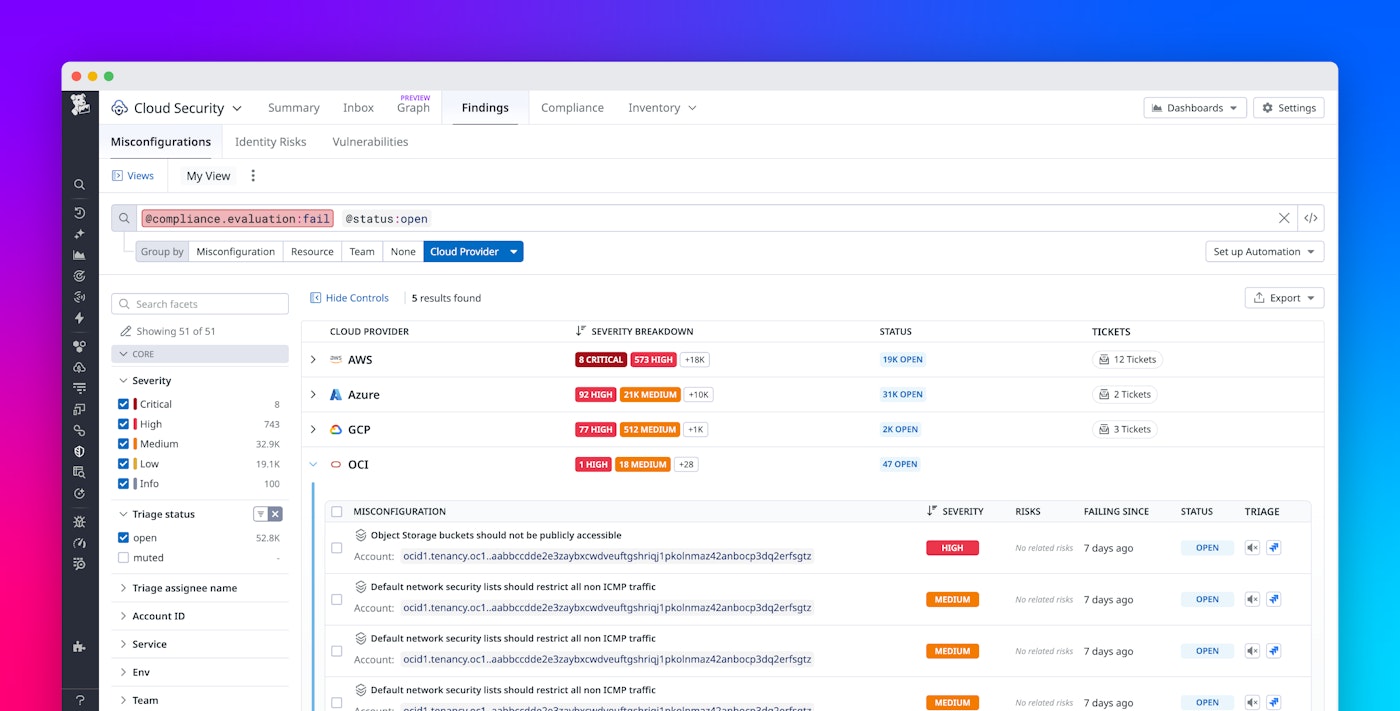 Protect your OCI resources with Datadog Cloud Security Protect your OCI resources with Datadog Cloud Security