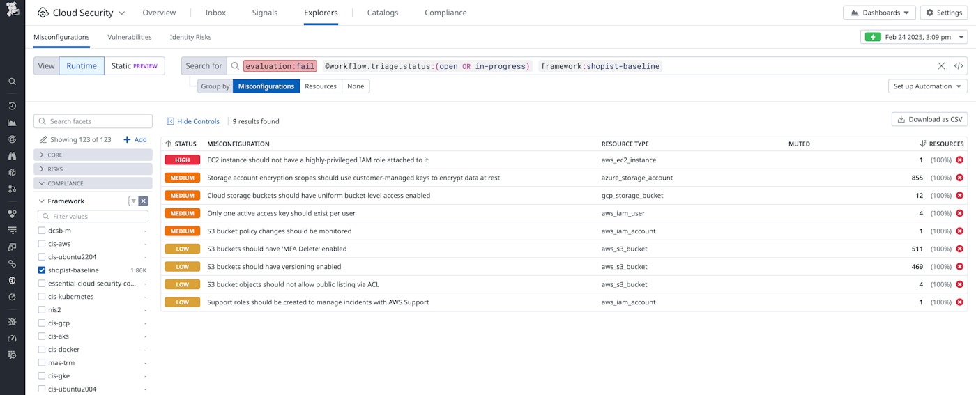 CSM findings against a custom security framework CSM findings against a custom security framework