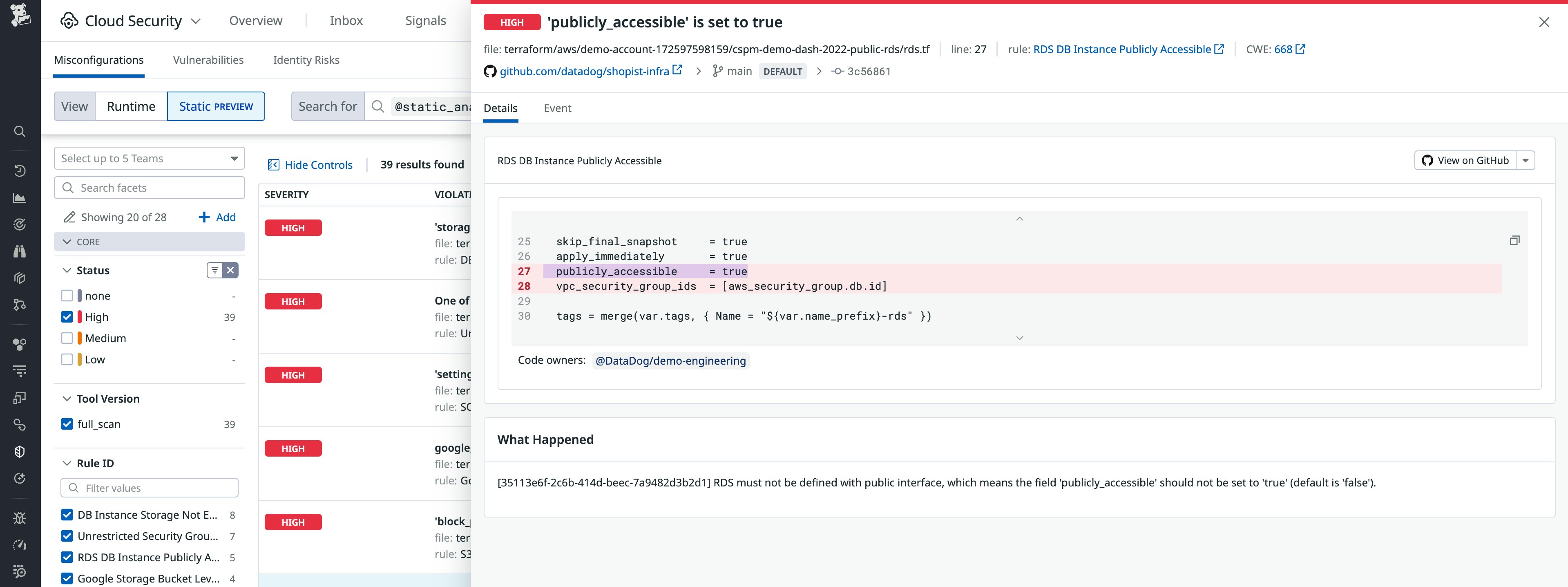 Misconfiguration finding in Datadoc IaC Security Misconfiguration finding in Datadoc IaC Security
