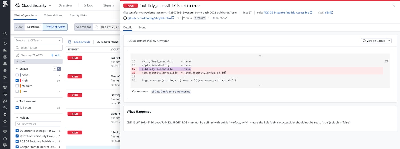 Misconfiguration finding in Datadoc IaC Security Misconfiguration finding in Datadoc IaC Security