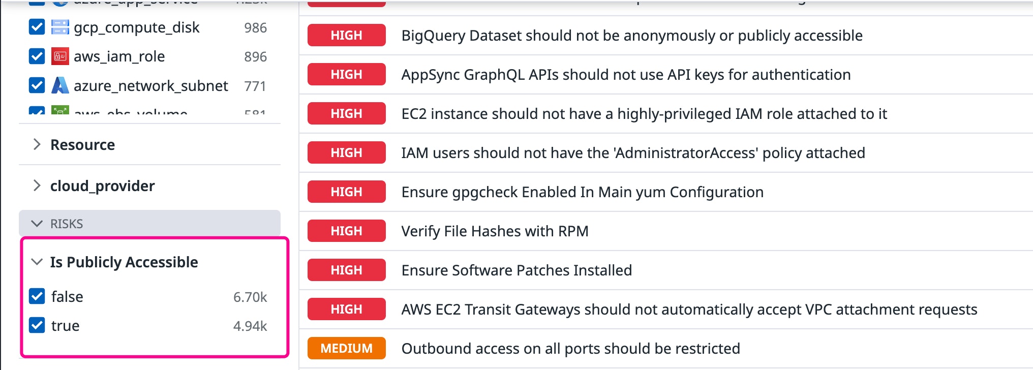 Filter results for public accessibility in Datadog Cloud Security Filter results for public accessibility in Datadog Cloud Security