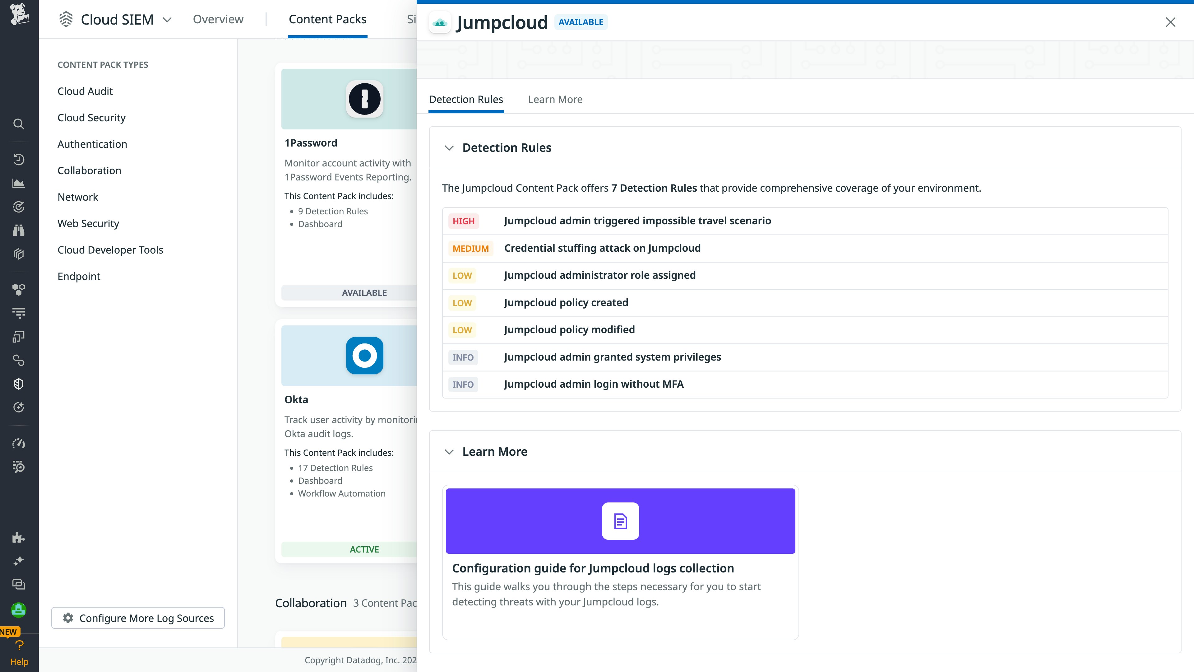 JumpCloud Content Pack JumpCloud Content Pack