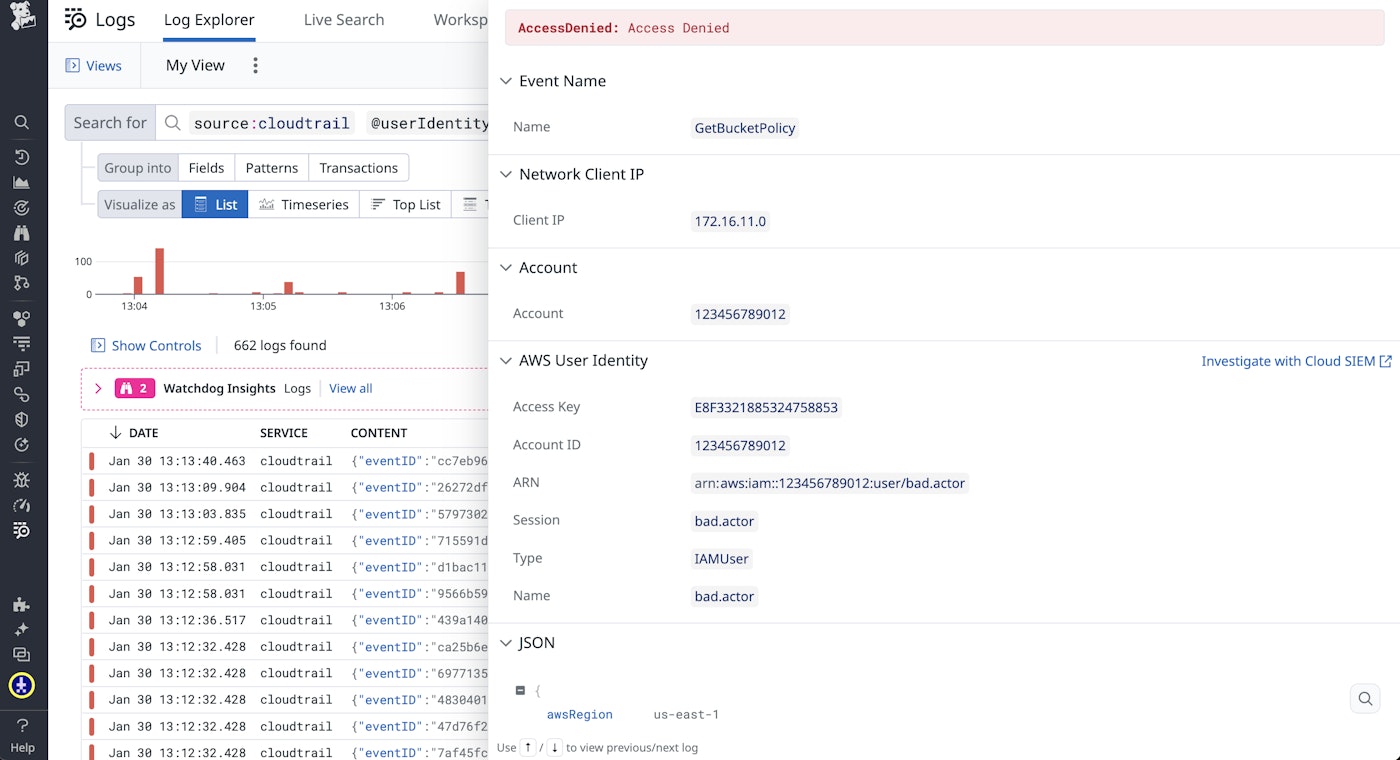 Review user identities in logs Review user identities in logs