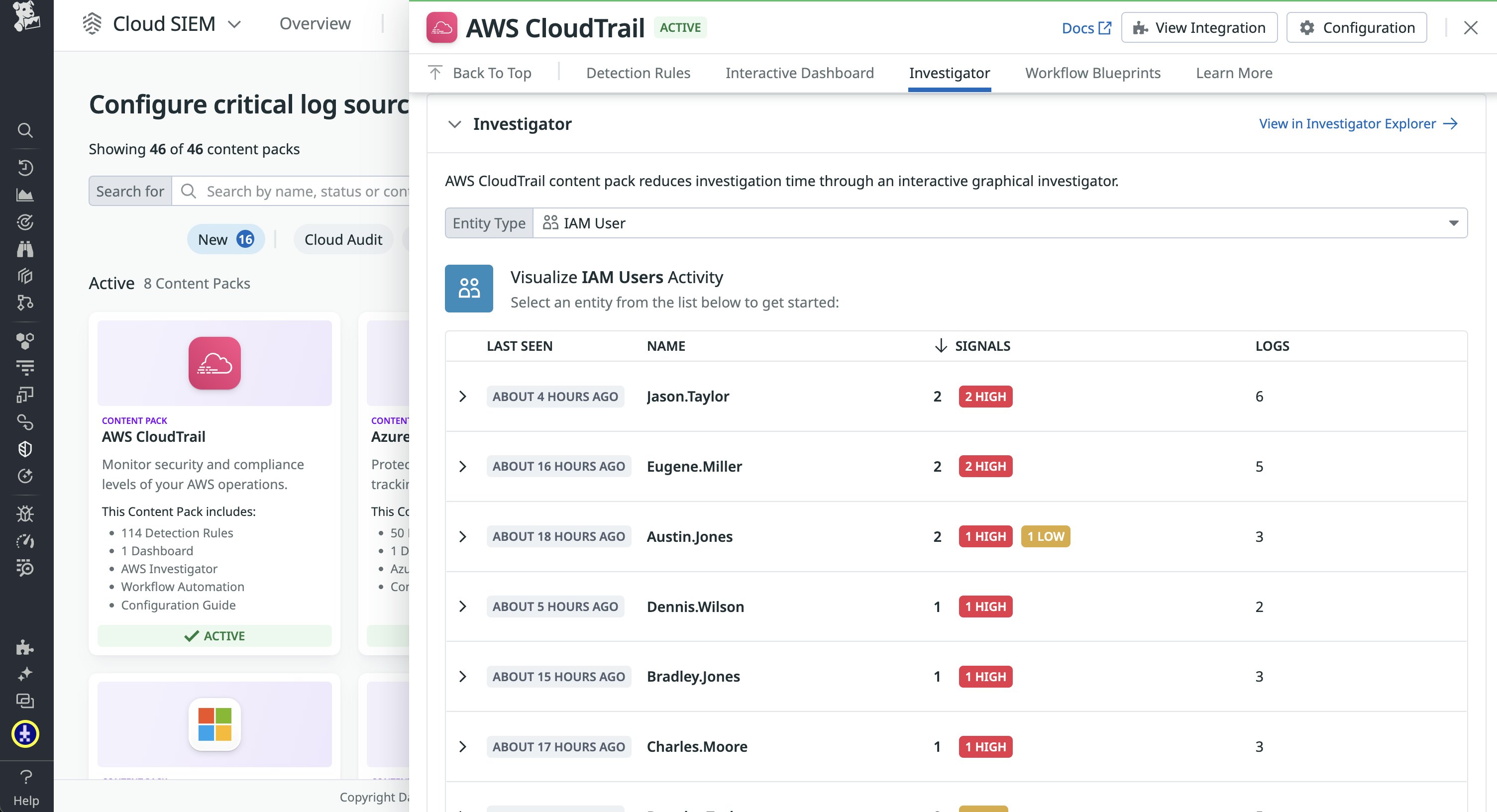 Investigate user activity Investigate user activity