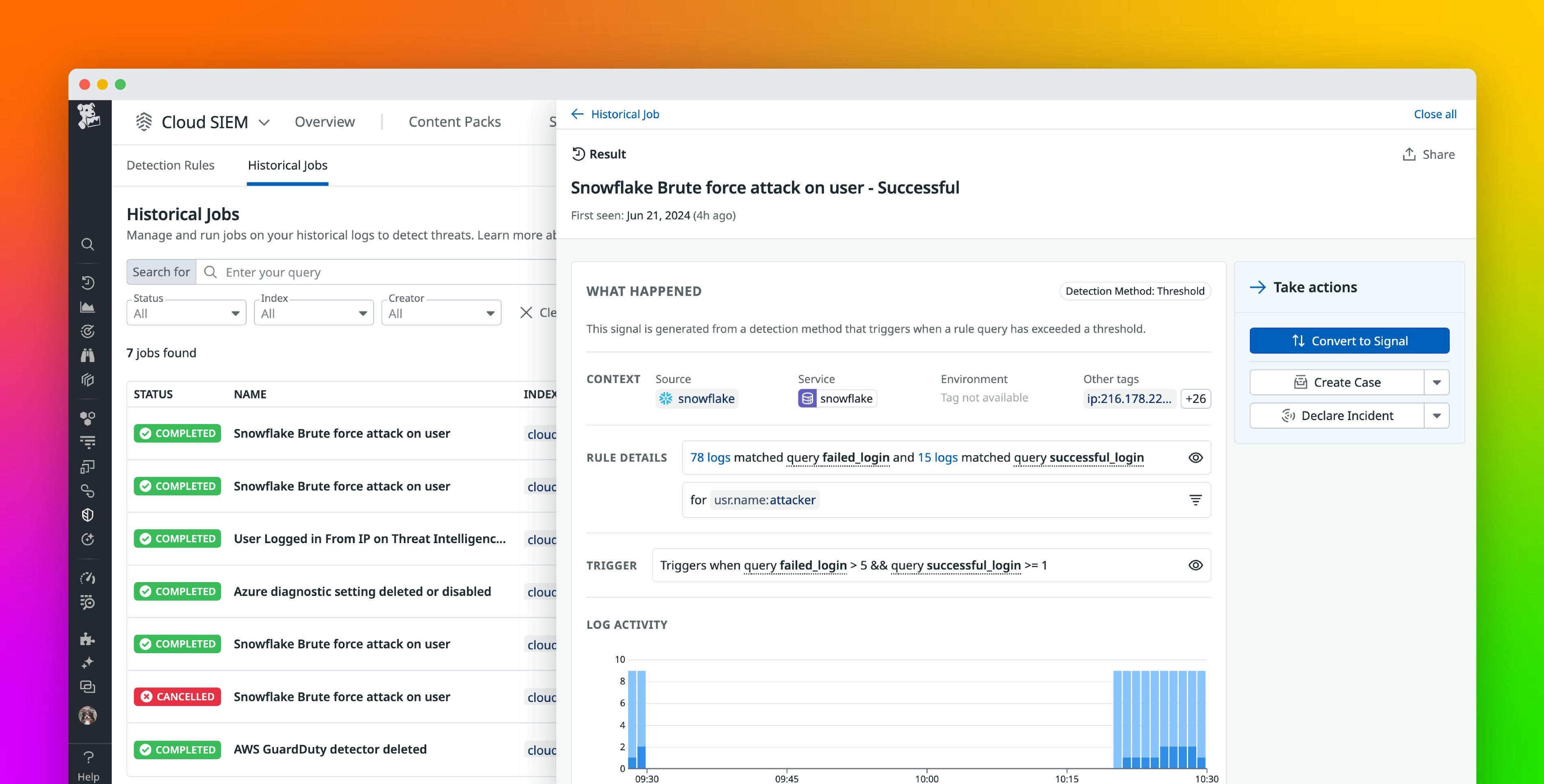 Backtest detection rules with Datadog Cloud SIEM Historical Jobs