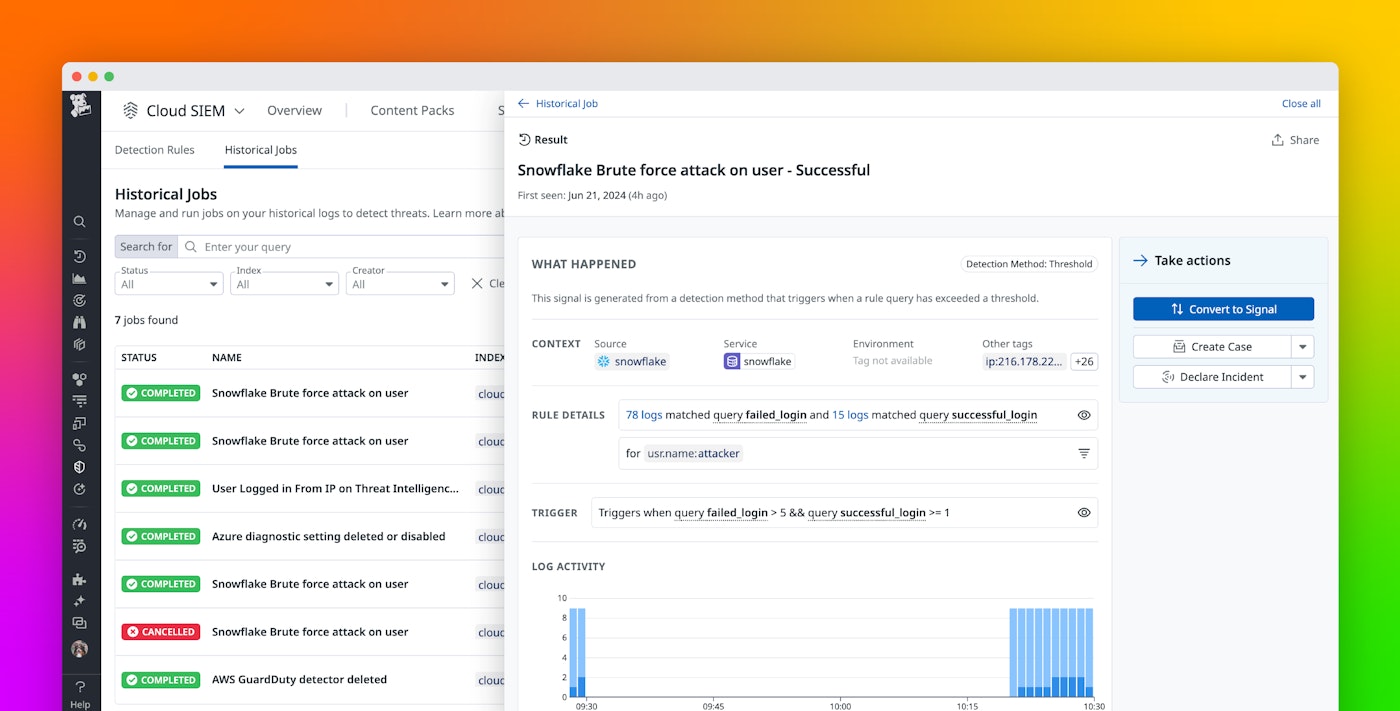 Backtest detection rules with Datadog Cloud SIEM Historical Jobs Backtest detection rules with Datadog Cloud SIEM Historical Jobs