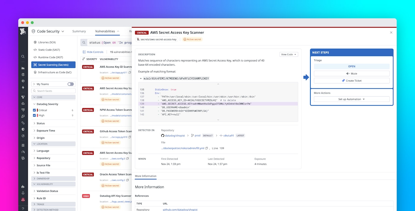 Detect and block exposed credentials with Datadog Secret Scanning Detect and block exposed credentials with Datadog Secret Scanning