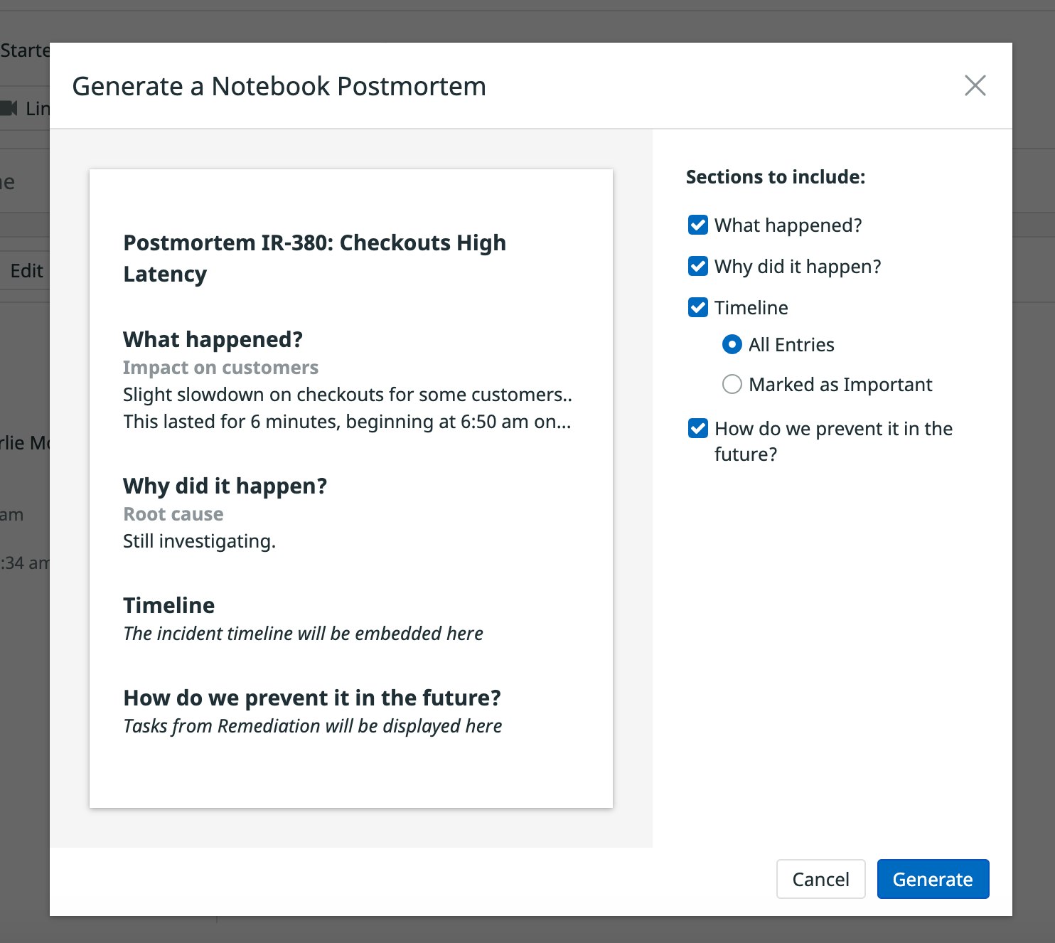 Generate notebook from an incident Generate notebook from an incident