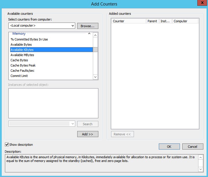 Perfmon descriptions
