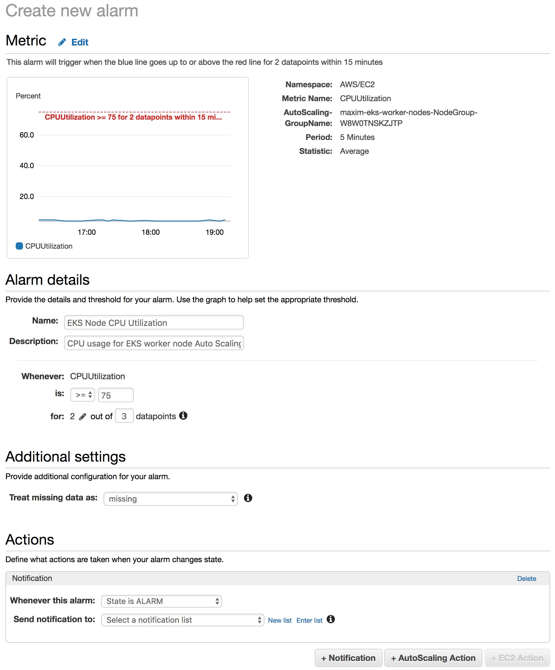 EKS monitoring tools CloudWatch create alarm EKS monitoring tools CloudWatch create alarm