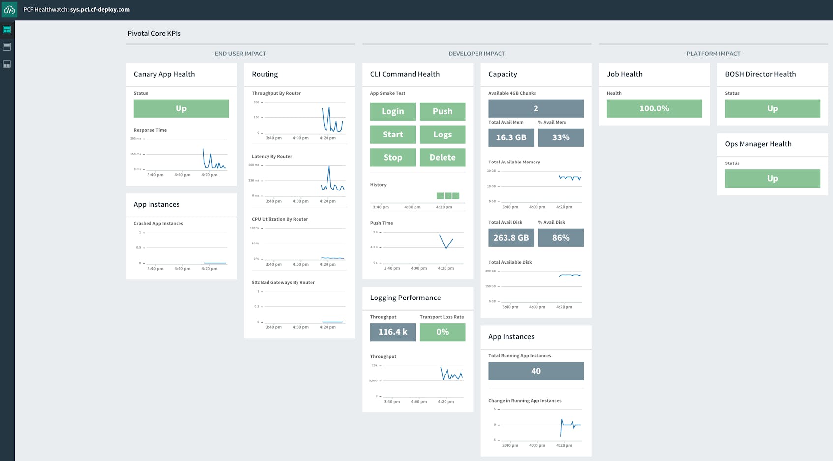 Pivotal Healthwatch dashboard
