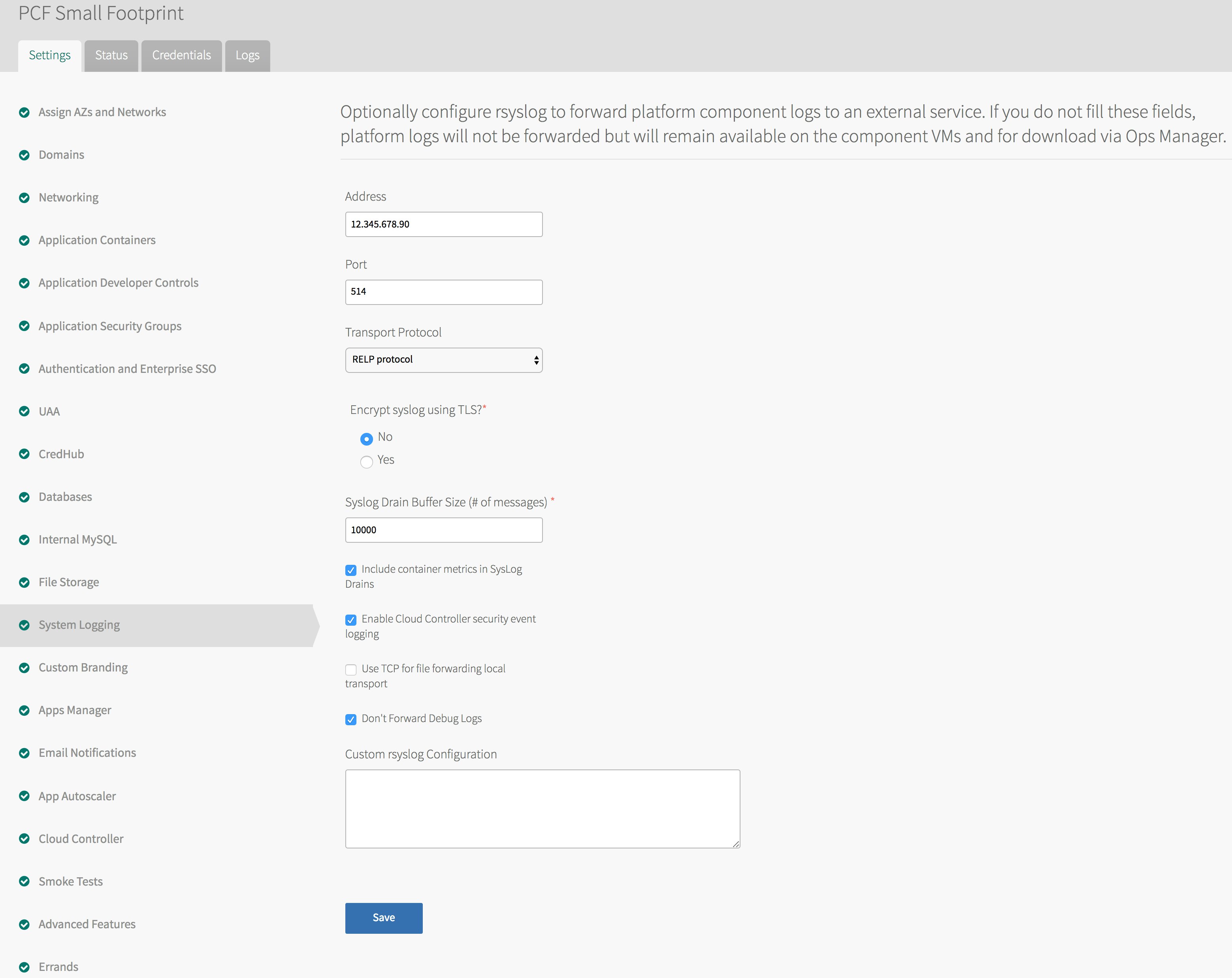 PAS syslog forwarding PAS syslog forwarding