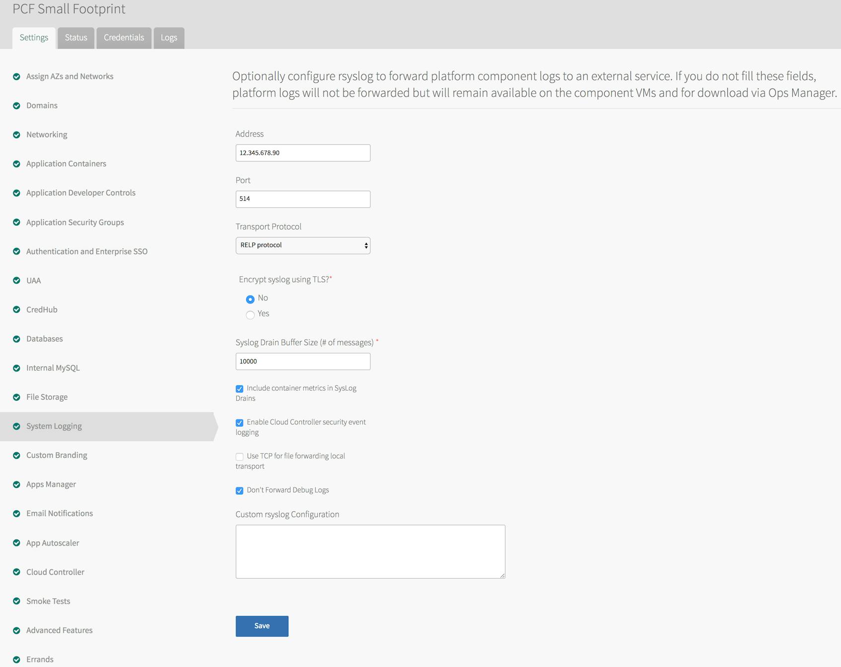 PAS syslog forwarding