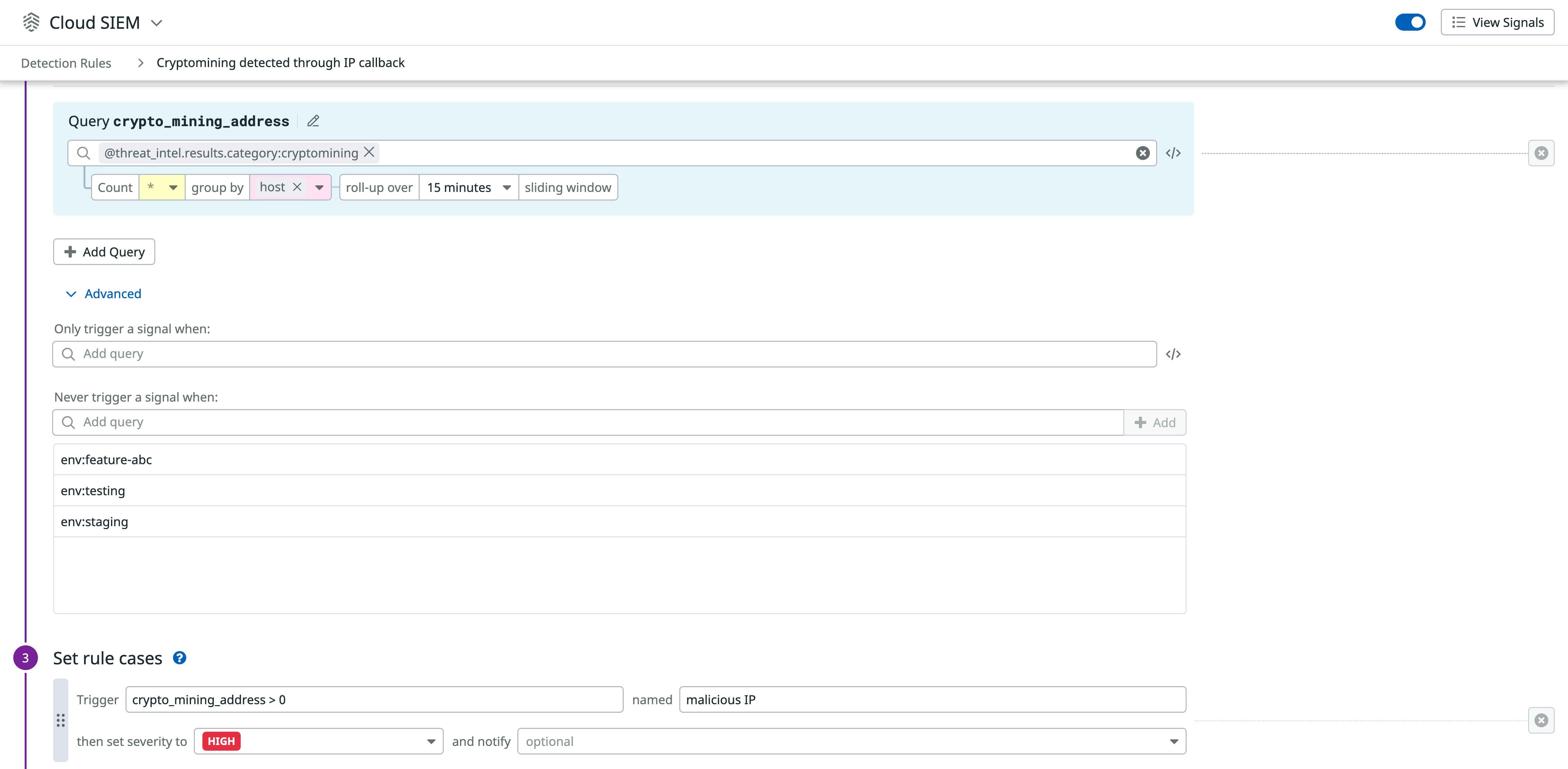Add suppression lists to your crypto mining detection rules. Add suppression lists to your crypto mining detection rules.