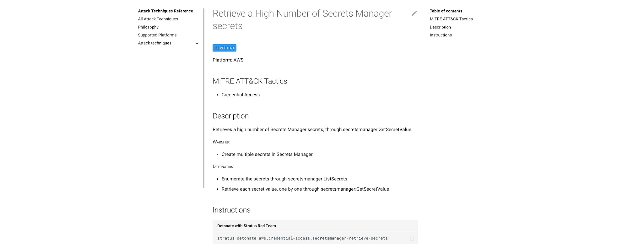Example: Simulating an attacker retrieving a large number of secrets stored in AWS Secrets Manager. Example: Simulating an attacker retrieving a large number of secrets stored in AWS Secrets Manager.