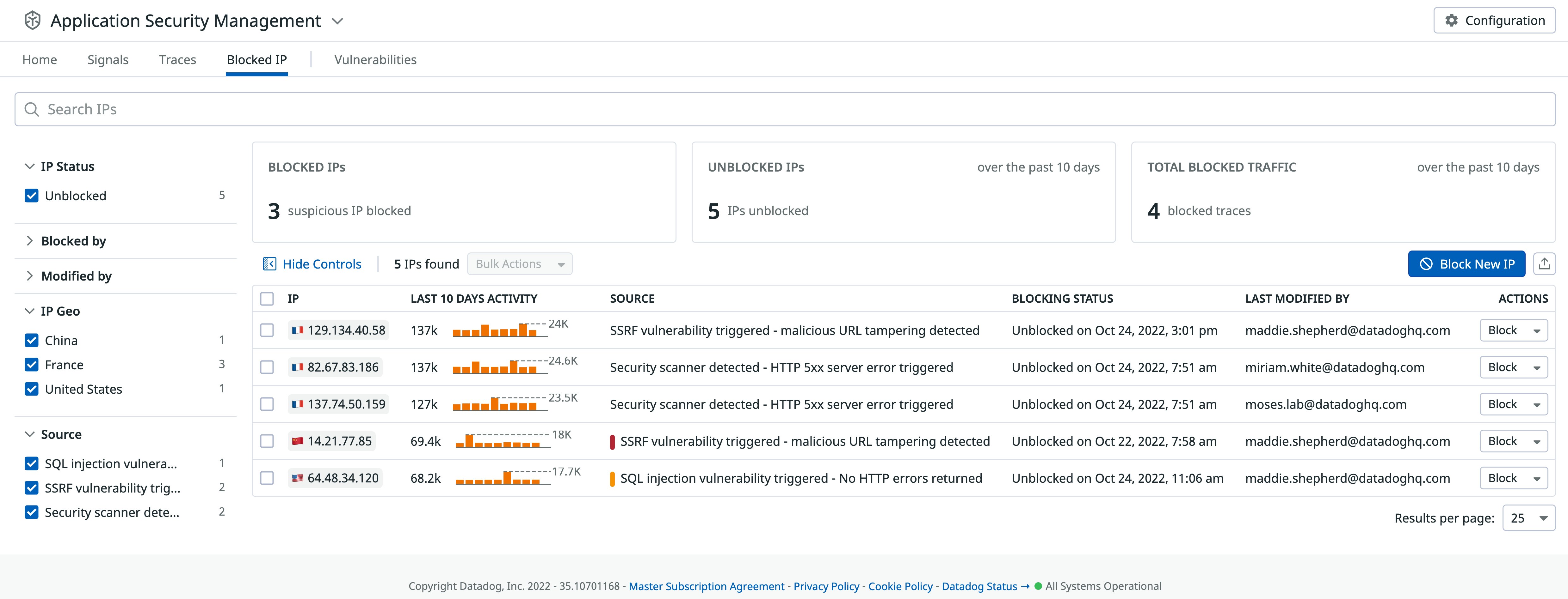 Datadog ASM から直接 IP アドレスをブロック Datadog ASM から直接 IP アドレスをブロック