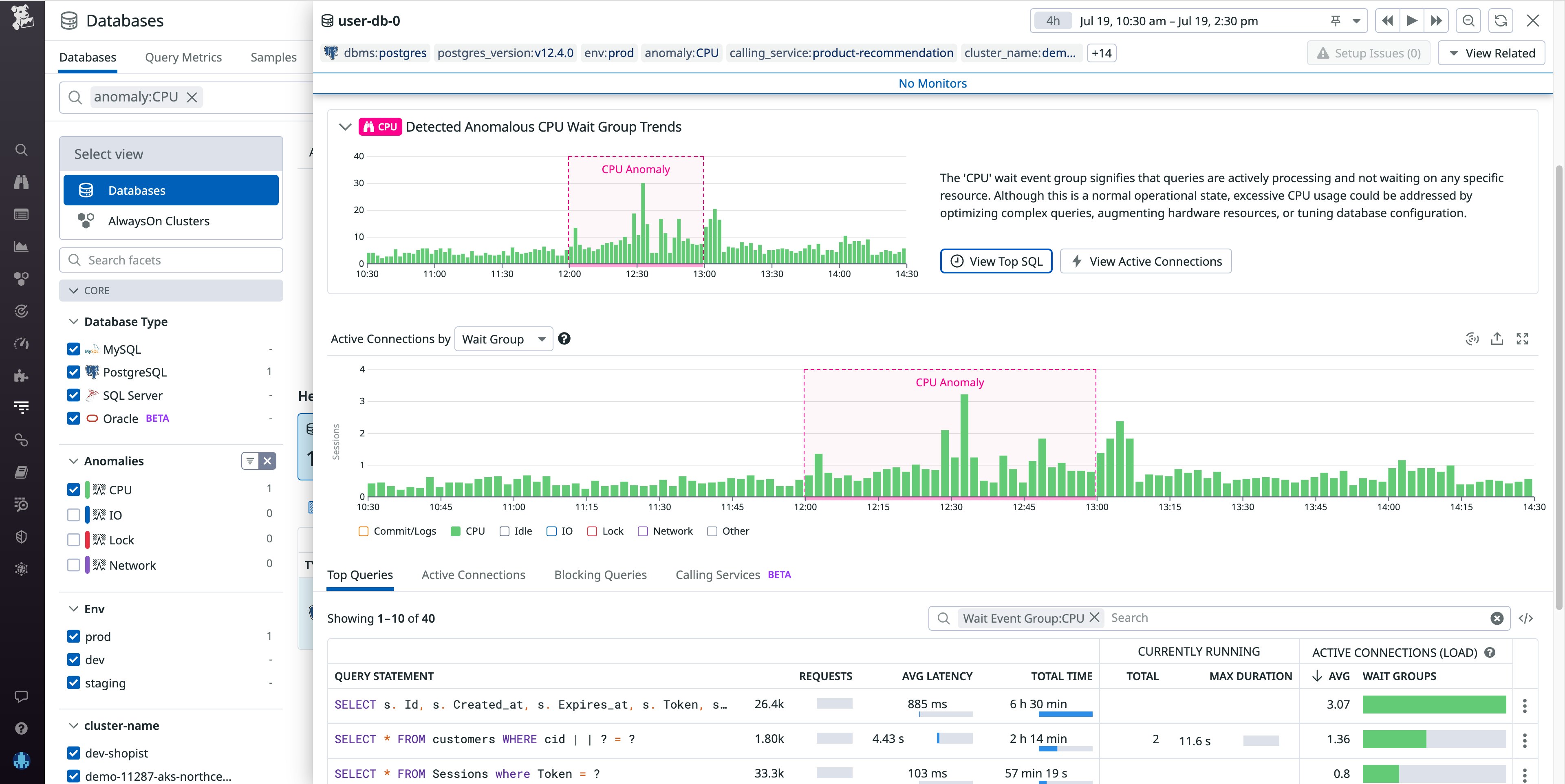 Watchdog for DBM は、クエリパターンとホストのアクティビティに関する洞察を提供します。 Watchdog for DBM は、クエリパターンとホストのアクティビティに関する洞察を提供します。