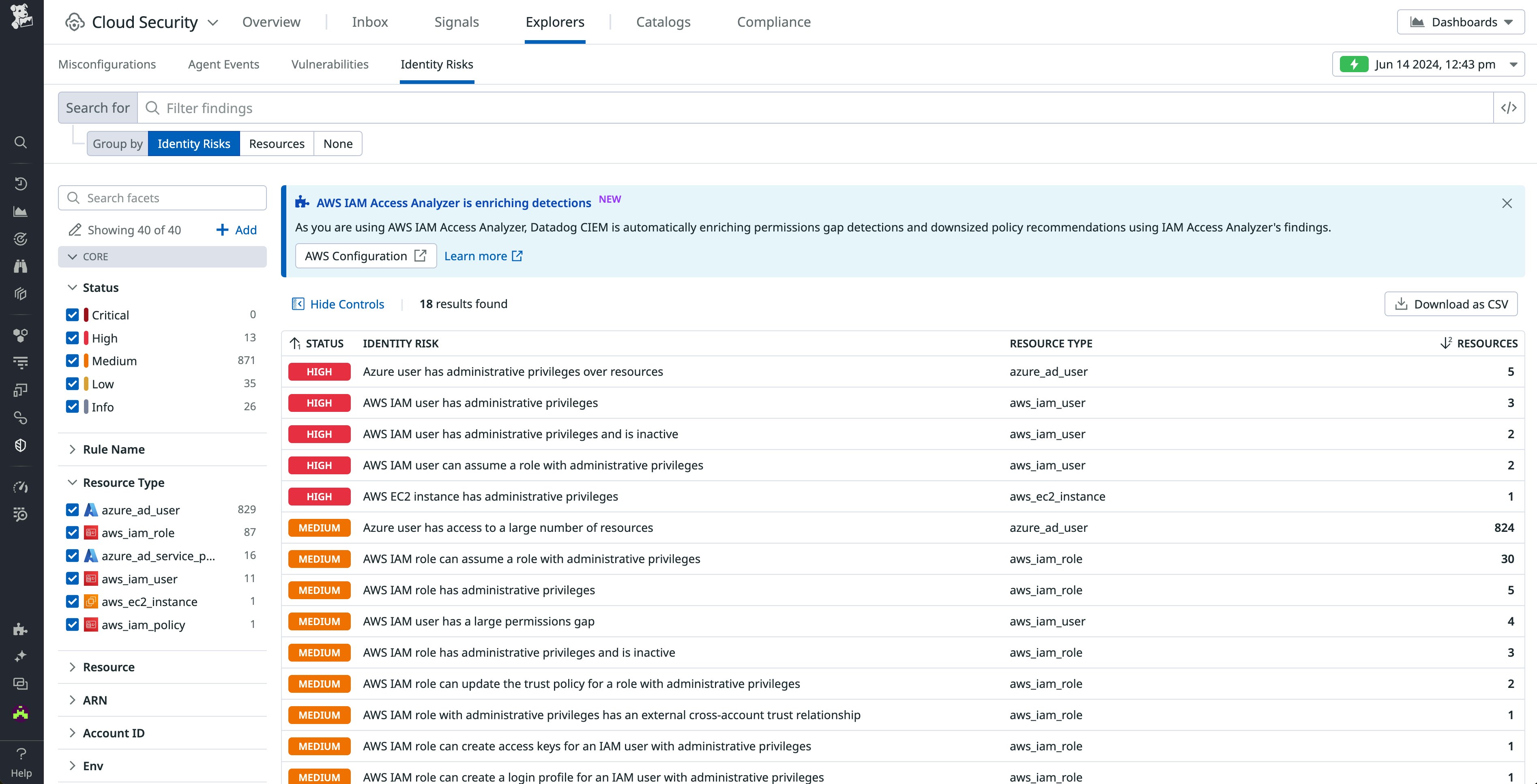 Datadog CIEM with AWS Access Analyzer insights Datadog CIEM with AWS Access Analyzer insights
