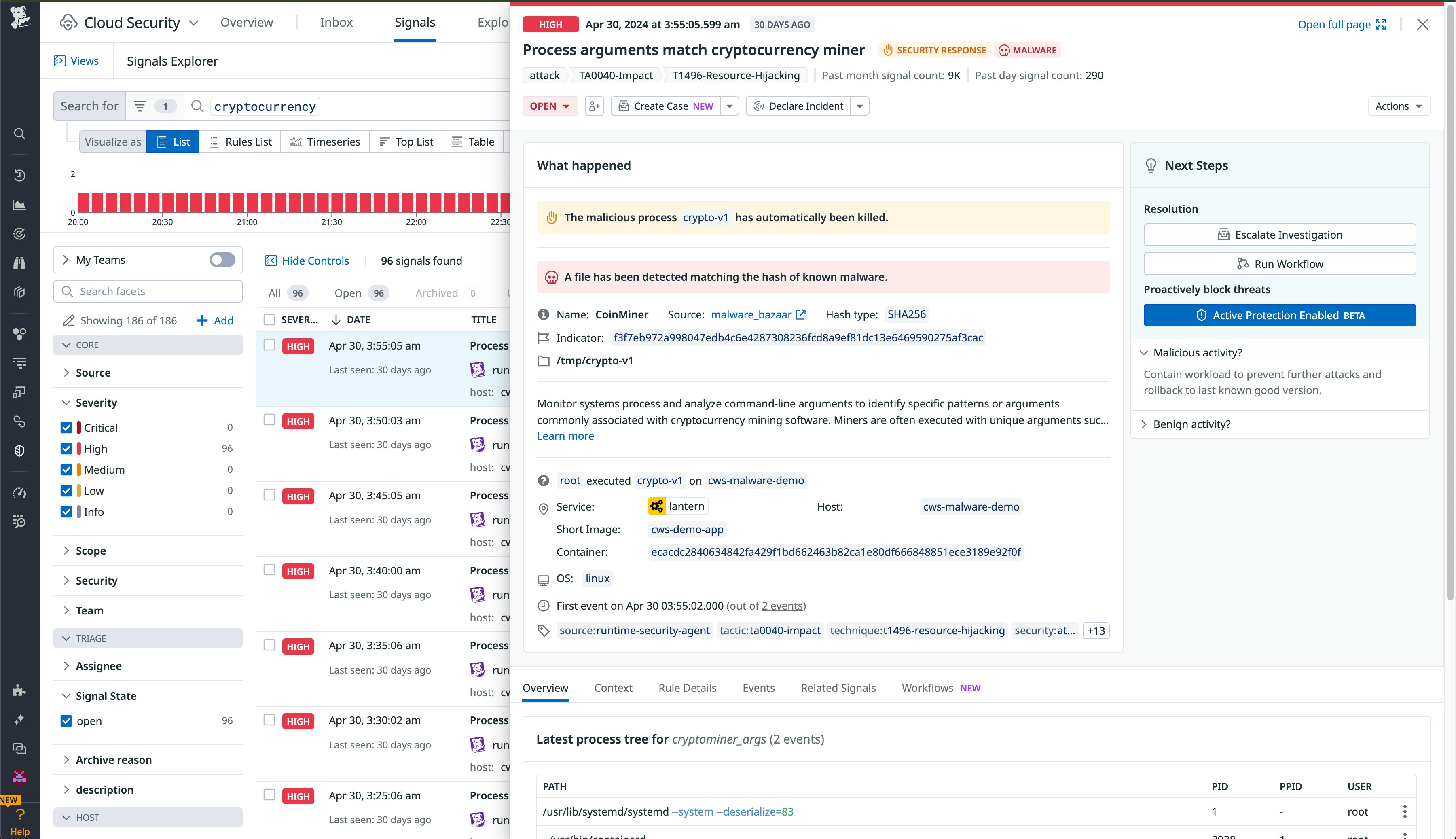 Datadog CWS Cryptomining Protection Datadog CWS Cryptomining Protection