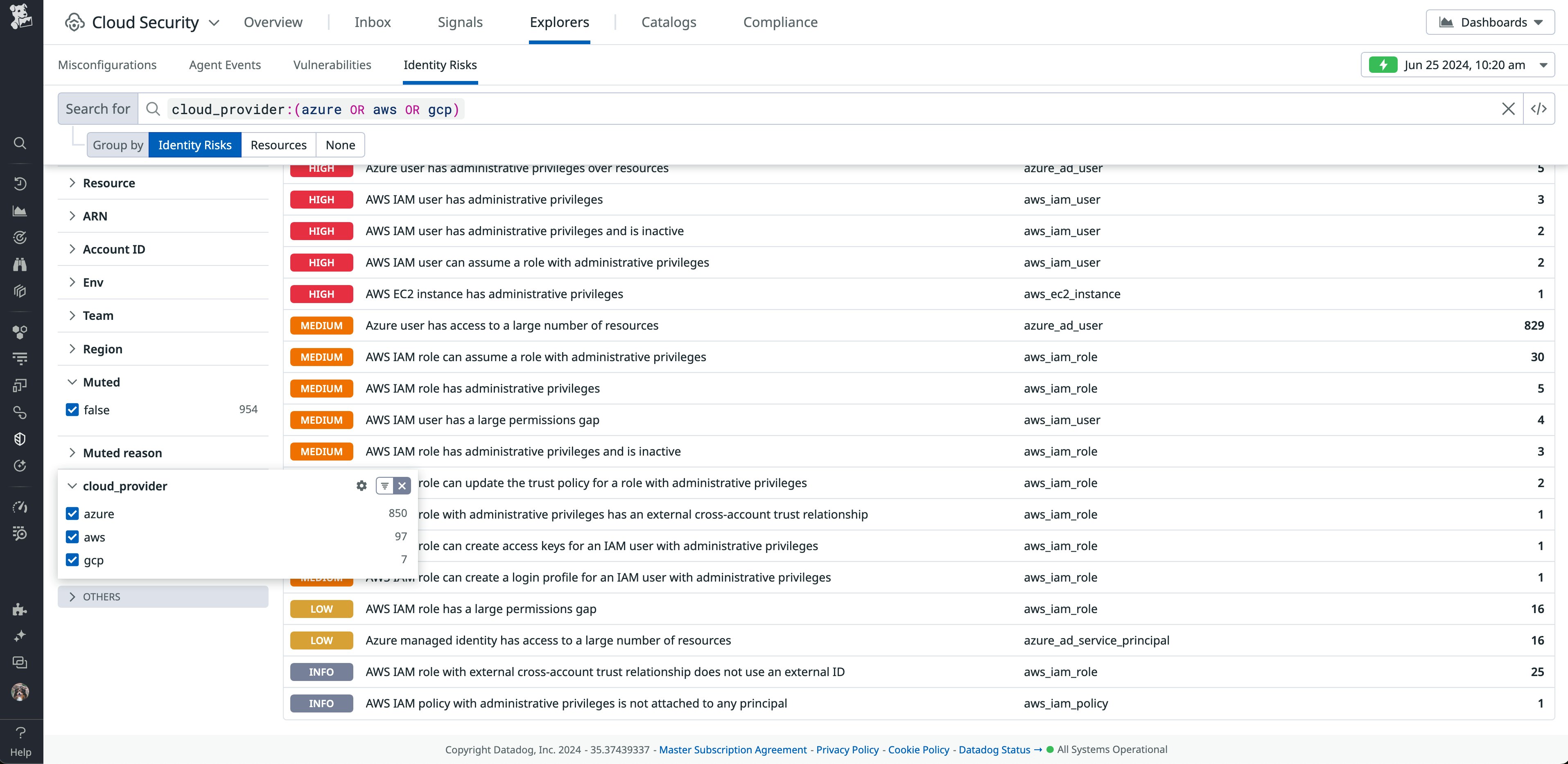 Datadog CIEM Cloud Identity Risks Explorer Datadog CIEM Cloud Identity Risks Explorer