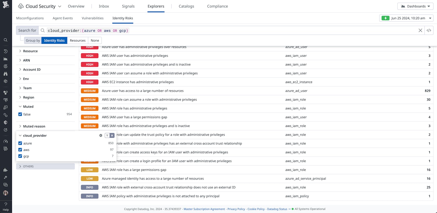 Datadog CIEM Cloud Identity Risks Explorer Datadog CIEM Cloud Identity Risks Explorer