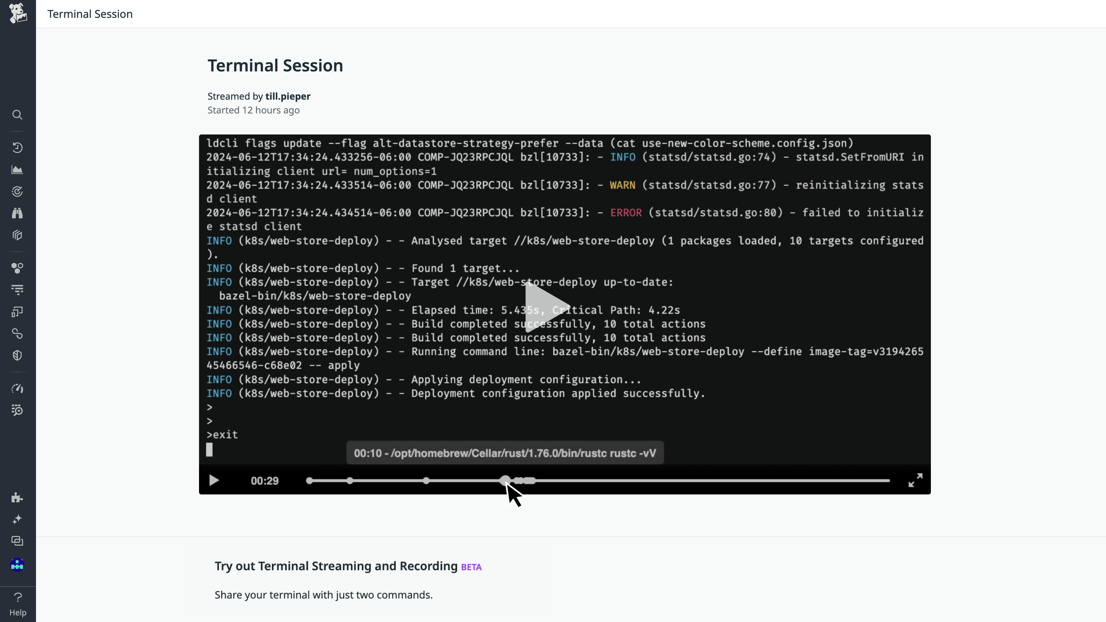 Stream, record, and search terminal sessions with Datadog CoTerm Stream, record, and search terminal sessions with Datadog CoTerm