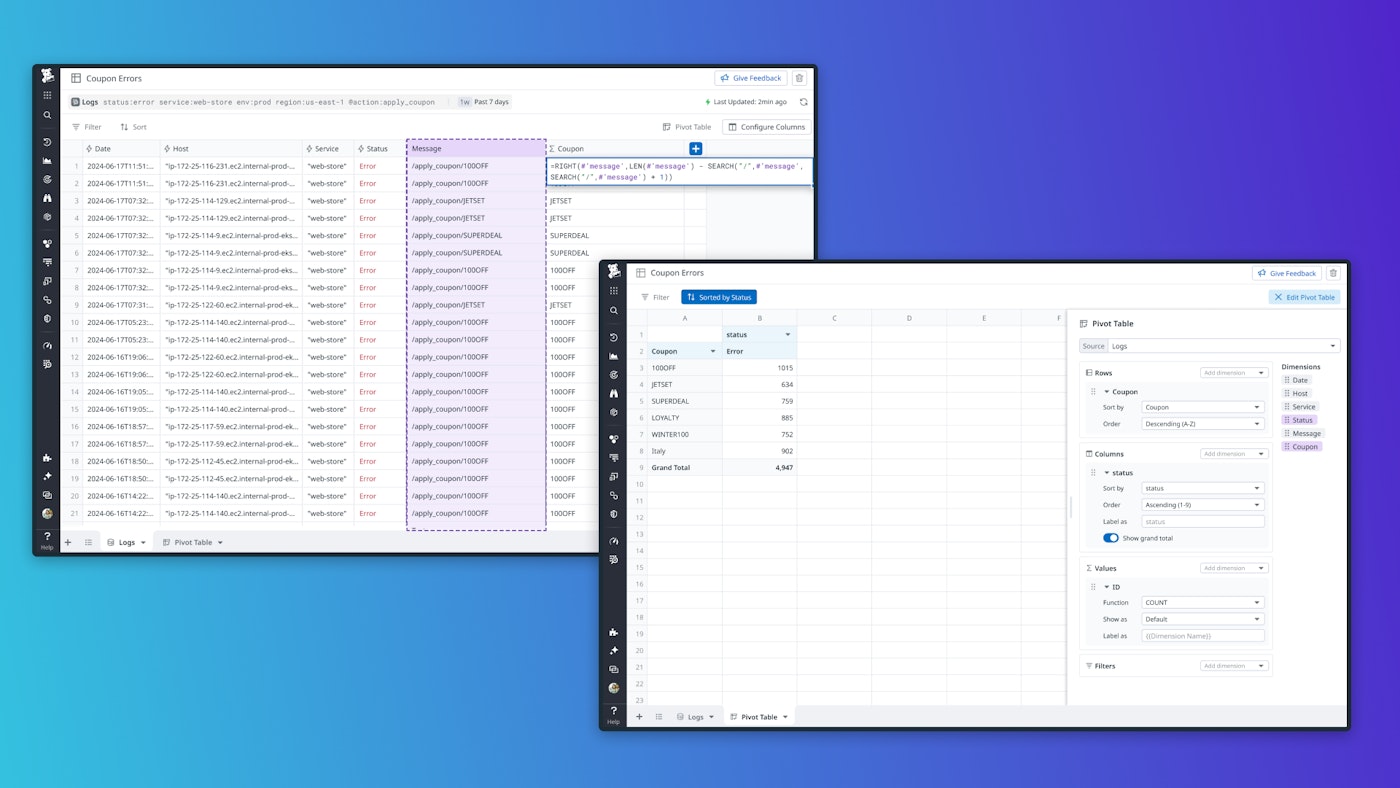 Analyze monitoring telemetry through spreadsheet functionality with Datadog Sheets Analyze monitoring telemetry through spreadsheet functionality with Datadog Sheets