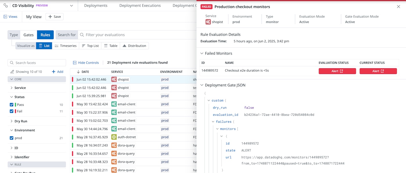 Production monitor with deployment quality rule in Datadog CD Visibility Production monitor with deployment quality rule in Datadog CD Visibility
