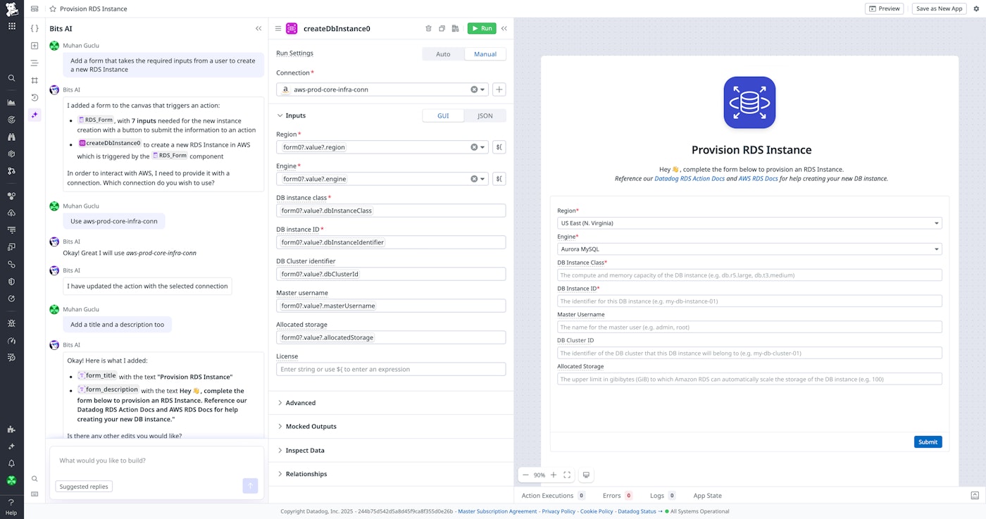 RDS provisioning app built with App Builder conversational AI RDS provisioning app built with App Builder conversational AI